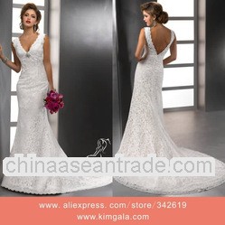 Best Sale New Sexy Appliqued Lace V Neck Wedding Dresses China