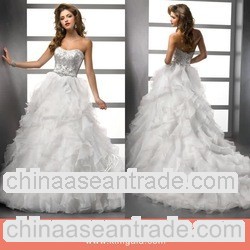 MS737 Hot Sale Strapless Ruffled Alibaba Wedding Dress