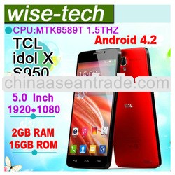 TCL idol X S950 mobile phone 5.0 Inch IPS MTK6589T Quad Core 1.5GHz 2GB ram 16GB rom 1920*1080 smart
