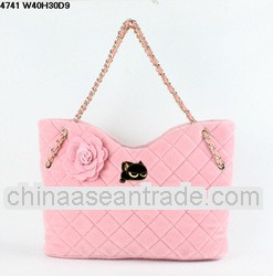 Top fashion designer handbags with flower genuine cow leather for lovely young girls