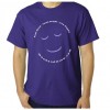 Black with purple strips tee shirt with printed words & picture