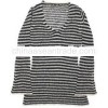 striped long sleeve v-neck sweater