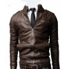 New Korean Style Men's Slim Zipper Designed PU Leather Coat Jacket