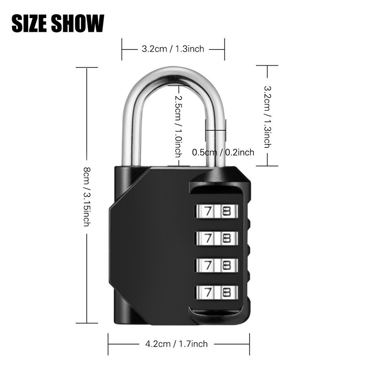 4 digits black combination padlock for gym lockerc