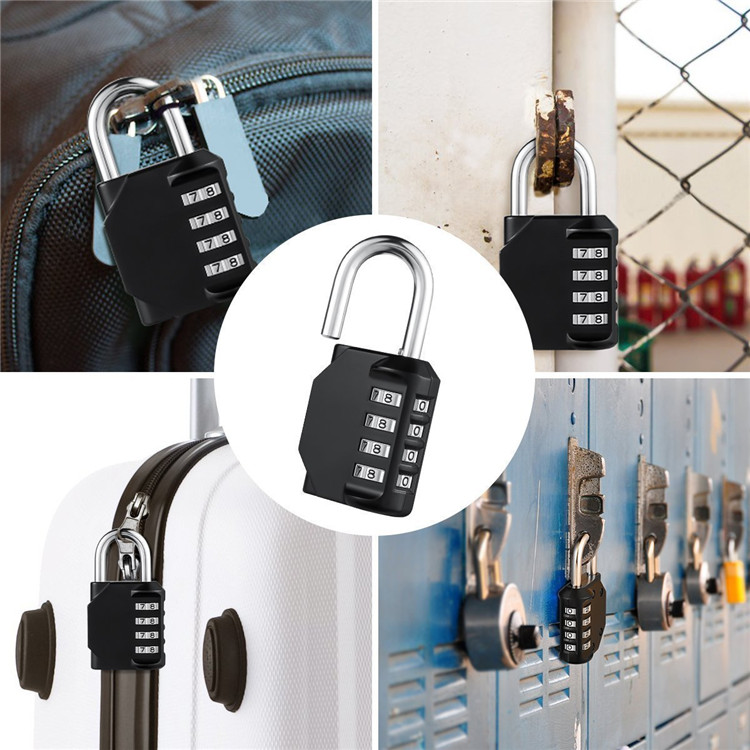 4 digits black combination padlock for gym lockere
