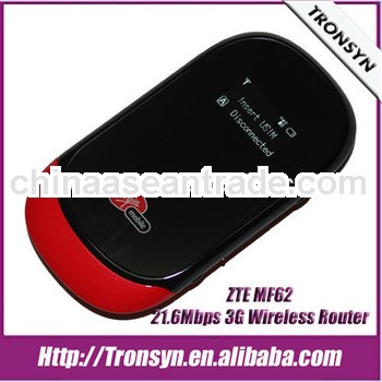 100% Unlock HSPA+/HSDPA 21.6Mbps ZTE MF62 3G Wireless Router and Made in China Mobile WiFi Hotspot