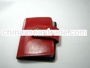 100% handcrafted leather dark red card case
