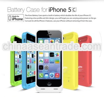 1 year warranty iFans 2400mah external backup battery with kickstand MFi for iPhone 5c Apple License