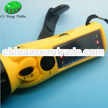 2013 LED multifunction solar dynamo torch with cell phone charger radio