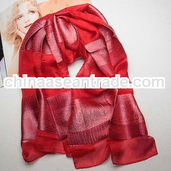 2013 Latest fashion shawls long women silk red scarf