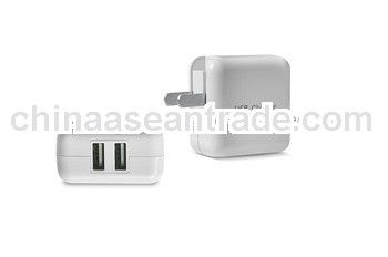 2013 NEW design ABS/PC fireproof double usb home charger for i phone i pad i pod mobile phone table 