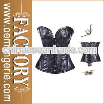 2013 New Arrival Skeleton Black Faux Leather Corset W1369