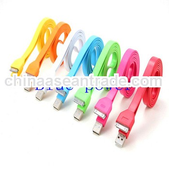 2013 Wholesale 1M USB flat cable for ipod/ipad/iphone