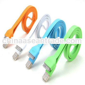 2013 Wholesale noodle USB cable for ipod/ipad/iphone