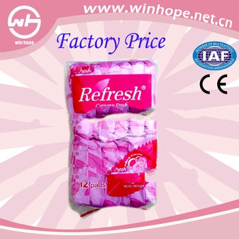 2013 factory price with high absorbency!! waterproof and breathable sanitary napkin