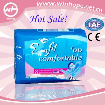 2013 hot sale with high absorbency!! antibacterial sanitary napkin
