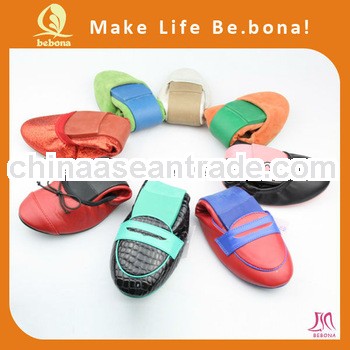 2013 most popular ladies foldable slip on ballerina shoes with varies color