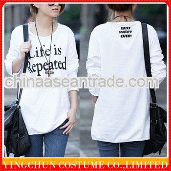2013 new design t-shirts for women long sleeves