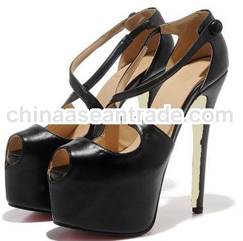 2013 newest style ladies peep toe cross-strap fashion high heel sandals