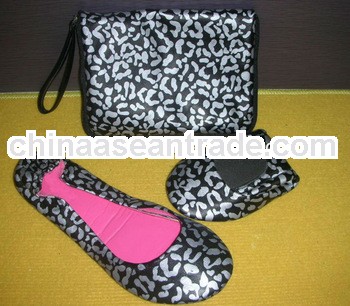 2013 women animal printing genuine leather portable foldable ballerina shoes
