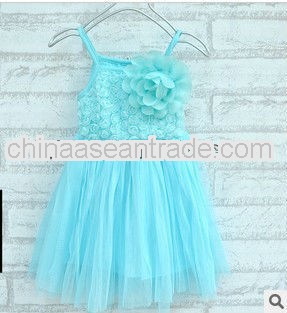 2013newest best selling lace flower solid color children dress