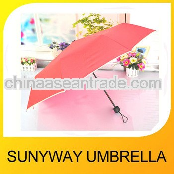21" 8K 3 Folding Manual Open Pink Umbrella