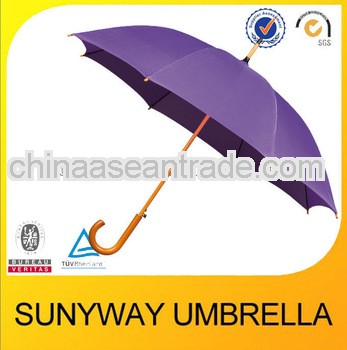 23''*8ribs straight wooden handle umbrella in purple