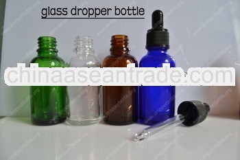 30ml empty small Clear/Green/Blue/Amber glass packing bottles with lids/corks glass container