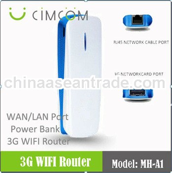 3G portable wireless wifi router with Polymer battery power bank --- MH-A1