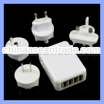 4 Port USB Charger With EU/US/UK/AU Plug With Retail Packing