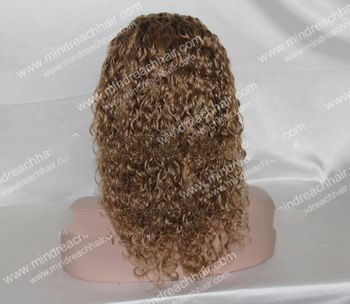 Best quality 16"8# deep curly indian remy hair full lace wig