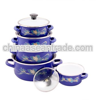 Blue With Glass Cover Cooking Casserole