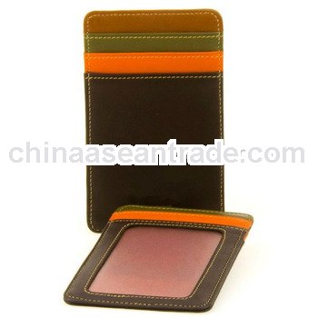Brown & Orange Leather Credit Card Holder
