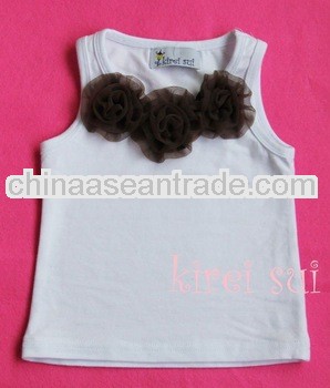 Brown Rosettes with Baby White Tank Tops Pettitop 3-12M DDZ1