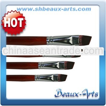 Brown Synthetic Angle Artist Brush with Short,red lacquered handle