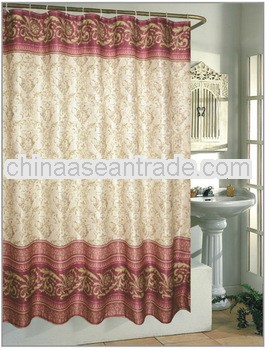 CO2013-1004 16PCS polyester shower curtain with mat and hooks set