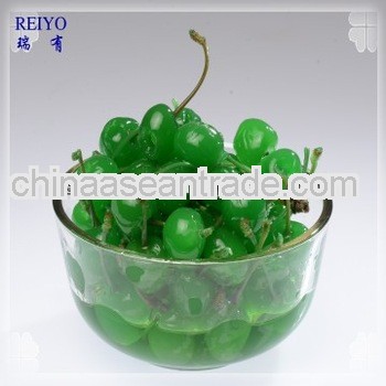 Canned cherries jars blue in syrup 425ml in China with stem 2013