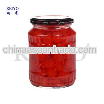 Canned dark cherries red in syrup 820ml jars in China without stem 2013