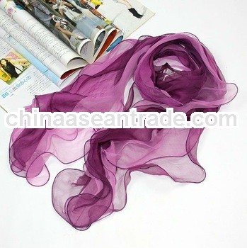 Chinese purple silk chiffon long magic scarf