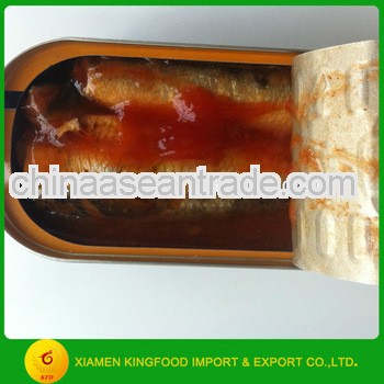 Chinese supplier Canned sardine fish in tomato-chilly sauce canned seafood canned food