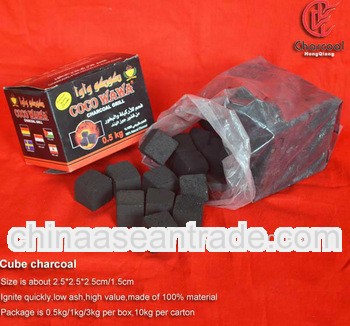 Coconut shell cubic charcoal for shisha