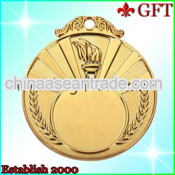 Custom die castig sports gold medal/metal gold medal with ribbon