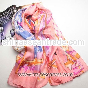 Designer colorful printed silk long beautiful scarf