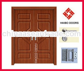 Double leaf Interior wooden PVC MDF glass Doors for rooms, hotels (HB-8217)
