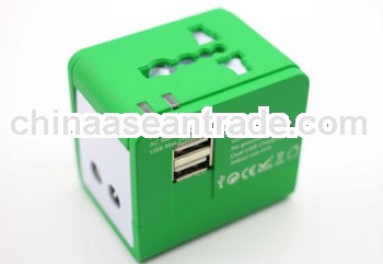 EU AU UK US New Arrival 4 in one travel adapter with 2 usb port, UL CE FCC ROHS Compliant