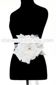 Elegant Designer Two Pin Large Flower Taffeta / Organza Bridal Belt and Sash for DIY Wedding Dress