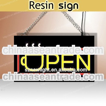 Energy saving acrylic resin led open sign for cafes/bars/cafes/restaurants advertising and promotion