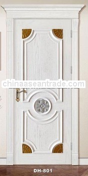 European design white color composite veneer solid wooden door (DH-801)