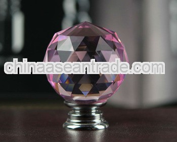 Fashion 40mm Pink Crystal Glass Wardrobe Knobs Shiny Beautiful Clear Clean Crystal Glass Knobs