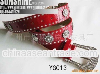 Fashion beaded and diamond decorate lady leather belt